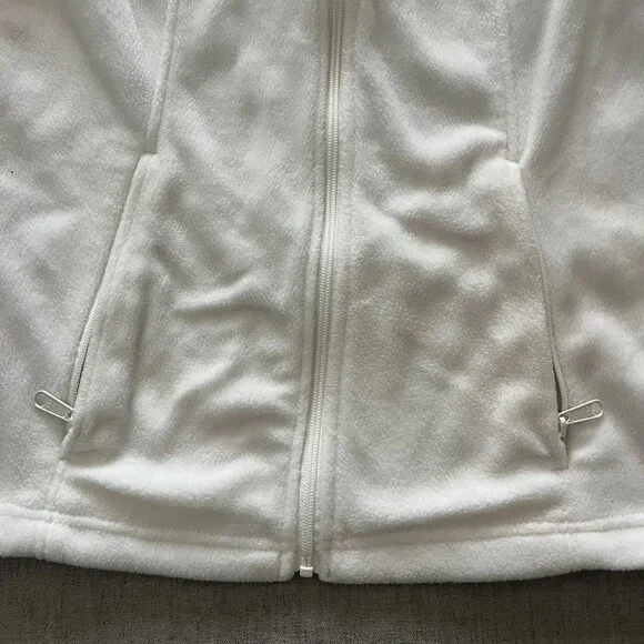 Columbia Full Zip Up Jacket Fleece Women Small White Pockets Outdoor Lightweight - Picture 5 of 11